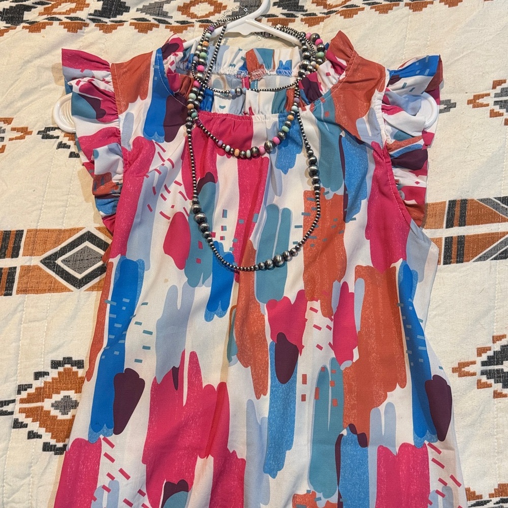 Womens Stock show/dressy colorful Flutter sleeve top